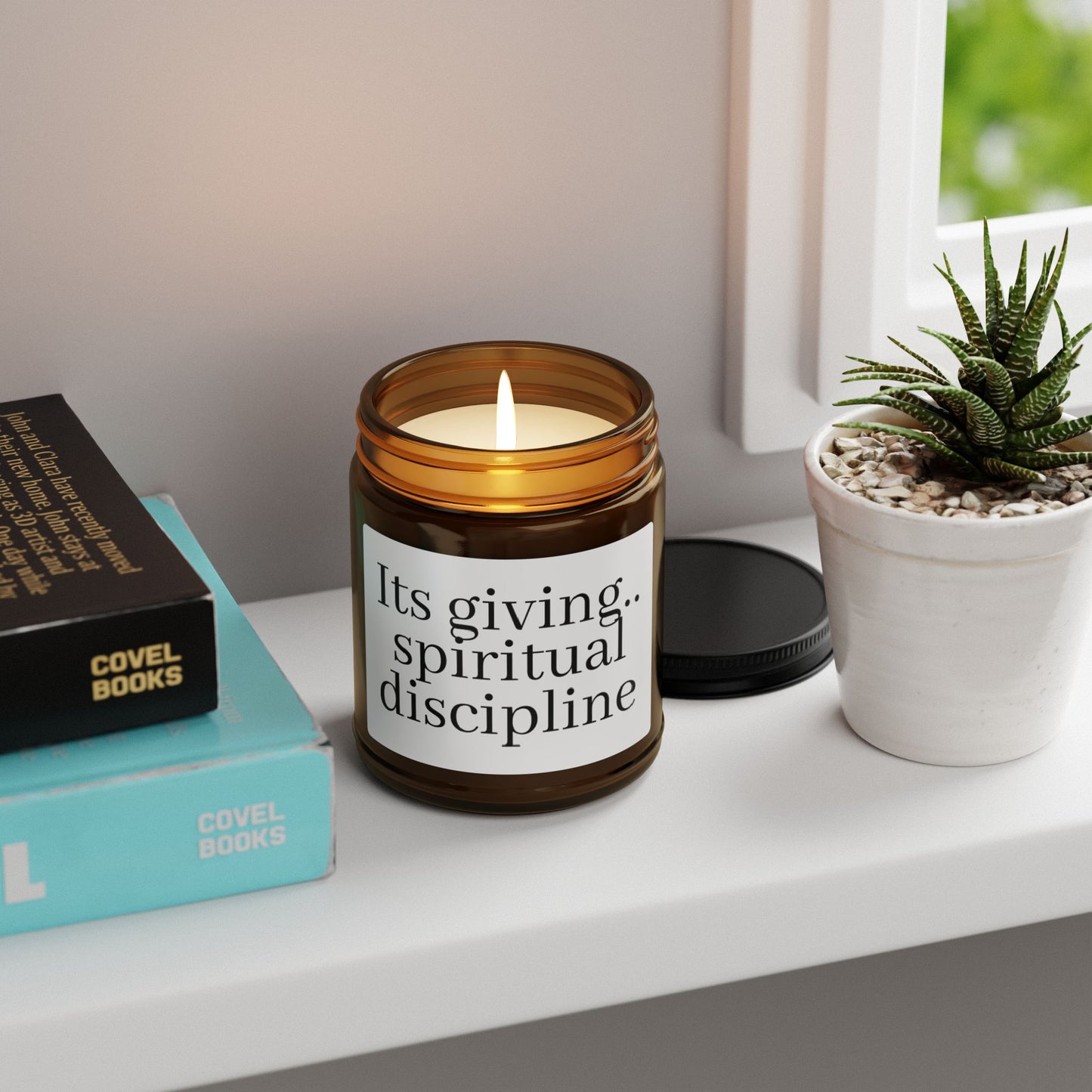 Scented Soy Candle with Spiritual Discipline Quote, Aromatherapy Gift, Eco-Friendly Home Décor, Relaxation, Meditation, Self-Care