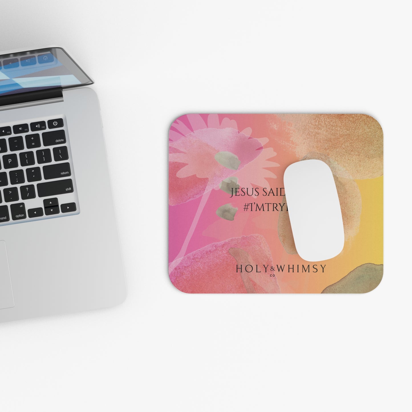 Joyful Floral Mouse Pad with Inspirational Quote - Perfect Gift for Office, Home, Teacher, or Friend