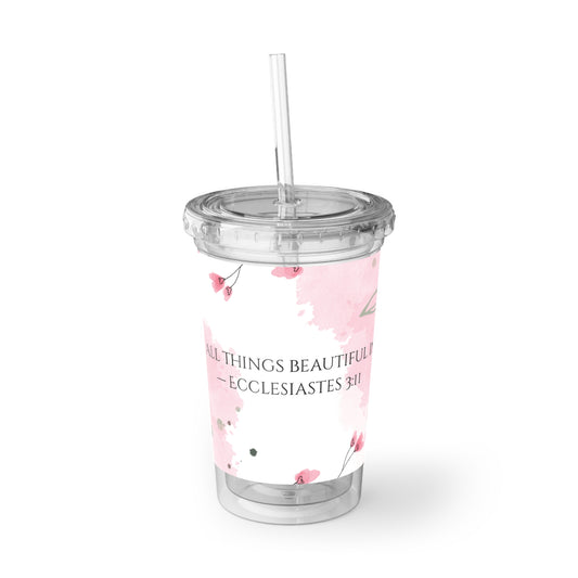 Beautiful Verses Acrylic Cup, Floral Drinkware, Inspirational Mug, Bible Verse Cup, Perfect Gift for Friends