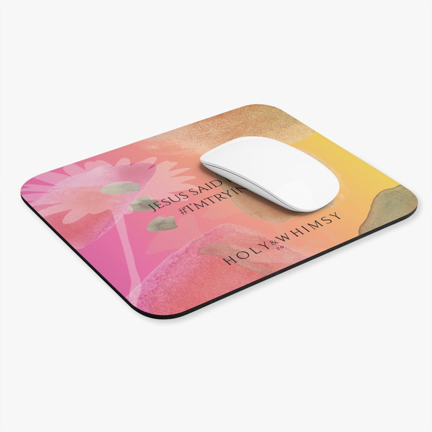 Joyful Floral Mouse Pad with Inspirational Quote - Perfect Gift for Office, Home, Teacher, or Friend