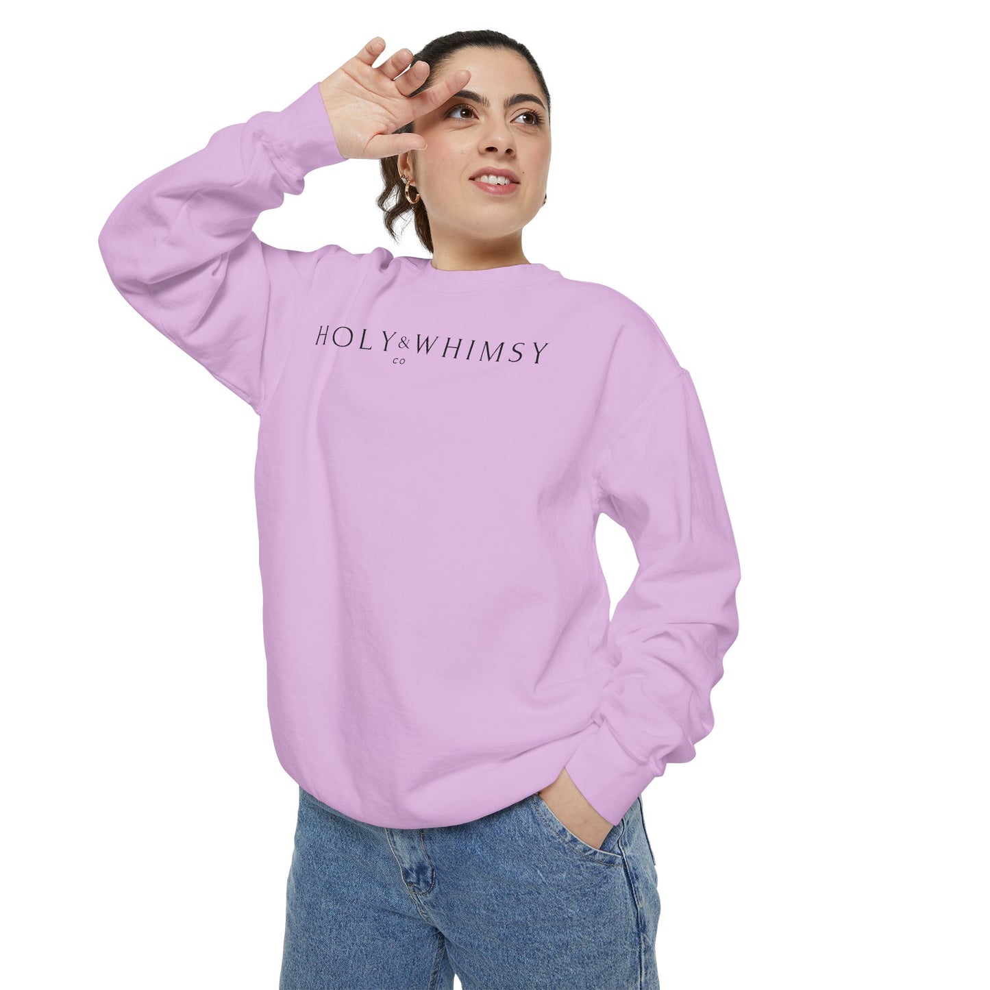 Unisex Garment-Dyed Sweatshirt - Holy Whimsy, Cozy Casual Wear, Perfect for Fall, Gift for Friends, Inspirational Fashion