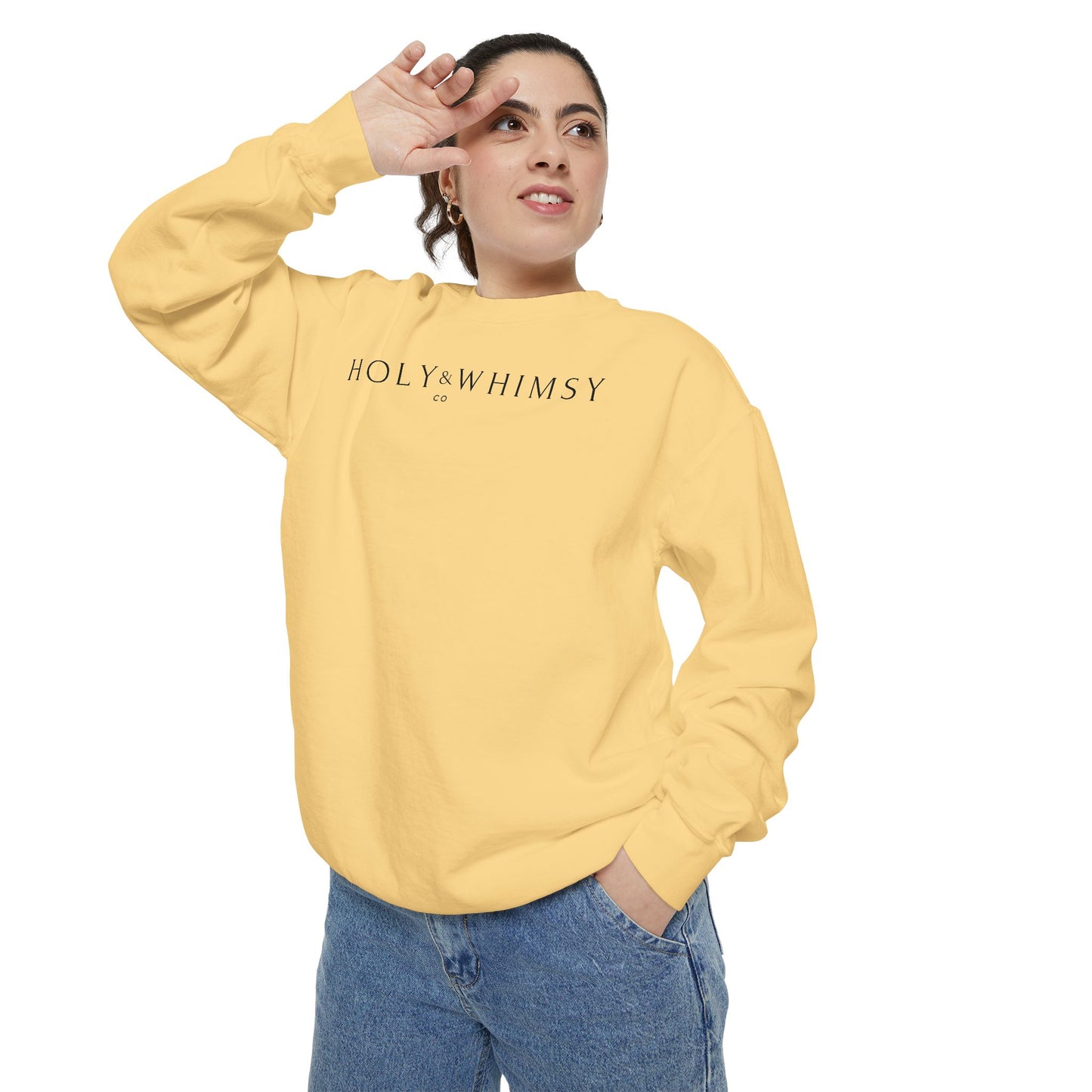 Unisex Garment-Dyed Sweatshirt - Holy Whimsy, Cozy Casual Wear, Perfect for Fall, Gift for Friends, Inspirational Fashion