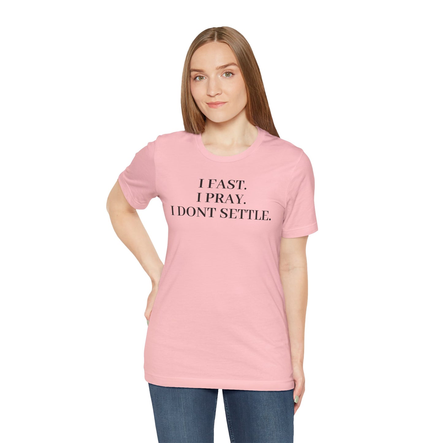 Faith-Inspired Unisex Tee: I Fast, I Pray, I Don’t Settle - Spiritual T-Shirt, Motivational Shirt, Gift for Believers, Everyday Wear, [...]