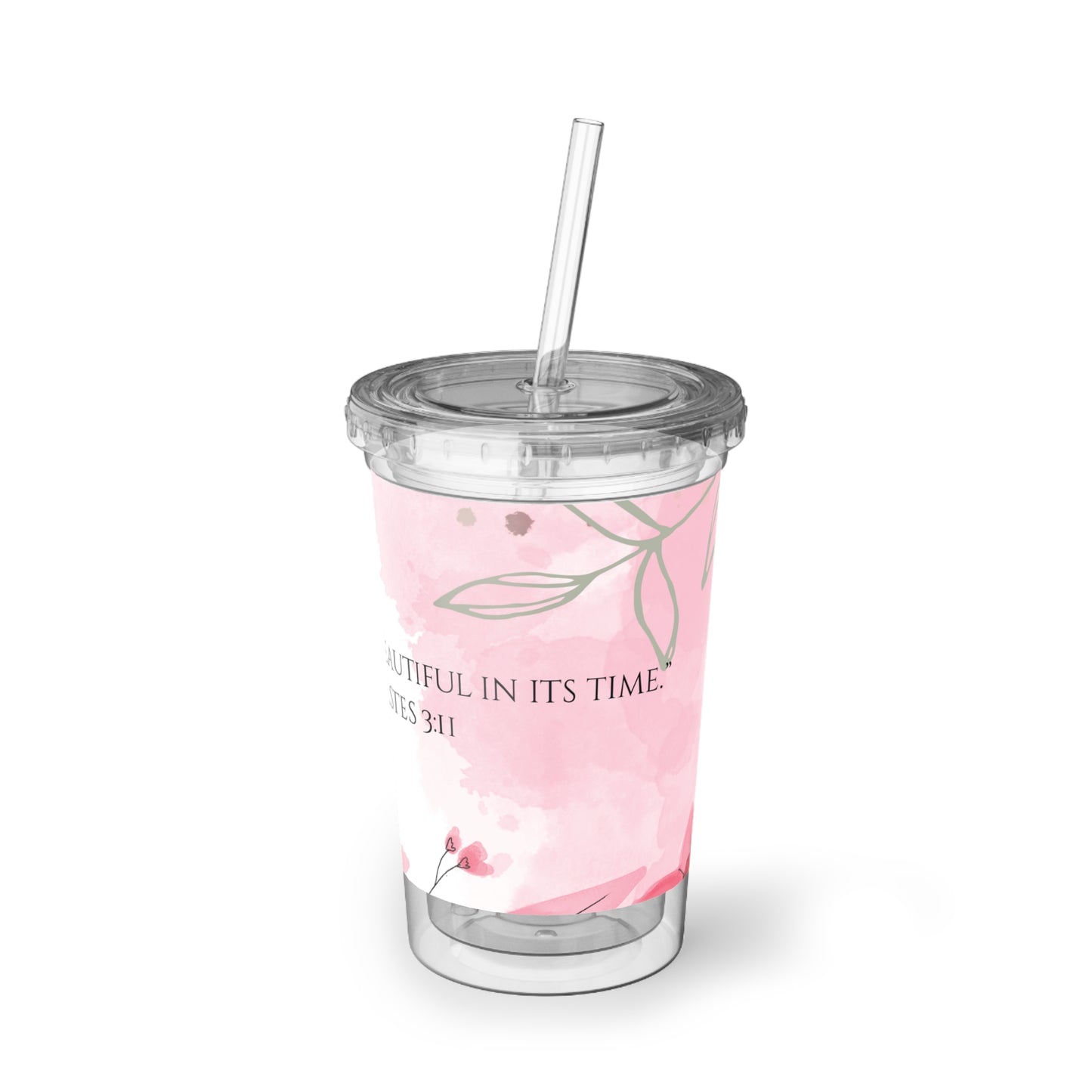 Beautiful Verses Acrylic Cup, Floral Drinkware, Inspirational Mug, Bible Verse Cup, Perfect Gift for Friends
