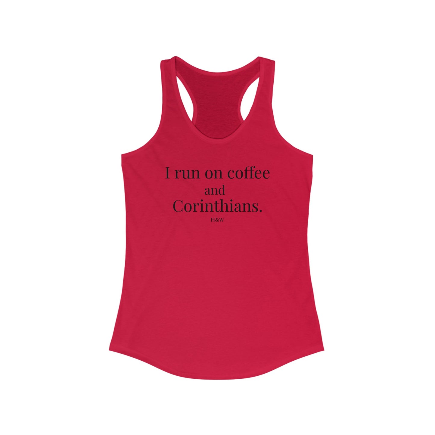 Coffee & Corinthians Racerback Tank Top for Women - Perfect for Gym, Yoga, Casual Wear, Gift for Coffee Lovers, Running Gear