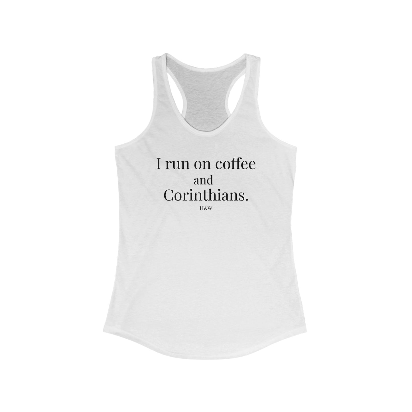 Coffee & Corinthians Racerback Tank Top for Women - Perfect for Gym, Yoga, Casual Wear, Gift for Coffee Lovers, Running Gear