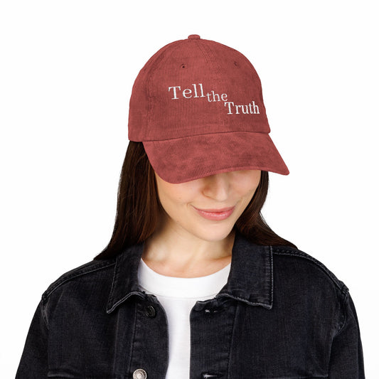 Vintage Corduroy Cap - Tell the Truth | Unisex Cap, Trendy Hat, Statement Accessory, Casual Wear, Gift Idea