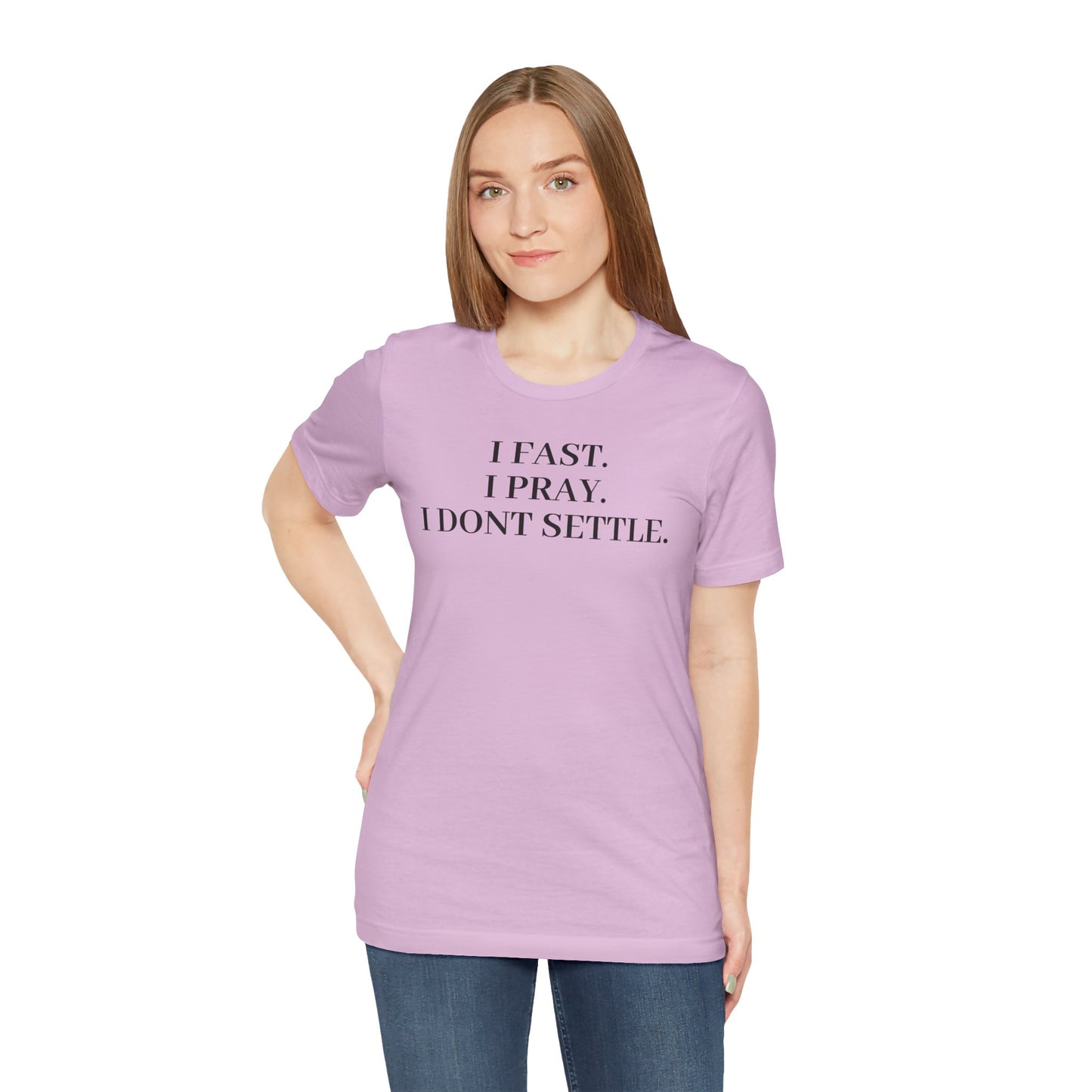 Faith-Inspired Unisex Tee: I Fast, I Pray, I Don’t Settle - Spiritual T-Shirt, Motivational Shirt, Gift for Believers, Everyday Wear, [...]