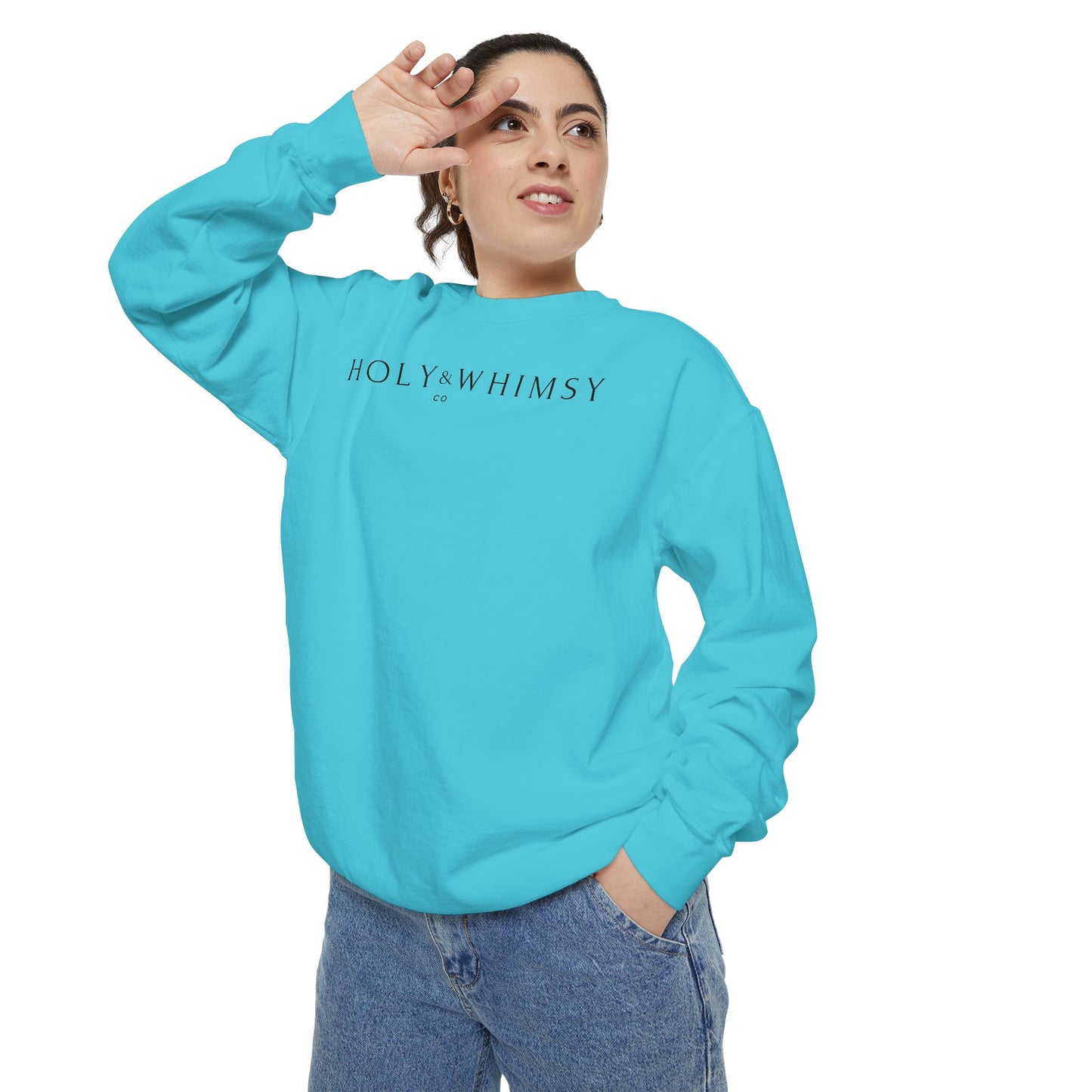Unisex Garment-Dyed Sweatshirt - Holy Whimsy, Cozy Casual Wear, Perfect for Fall, Gift for Friends, Inspirational Fashion