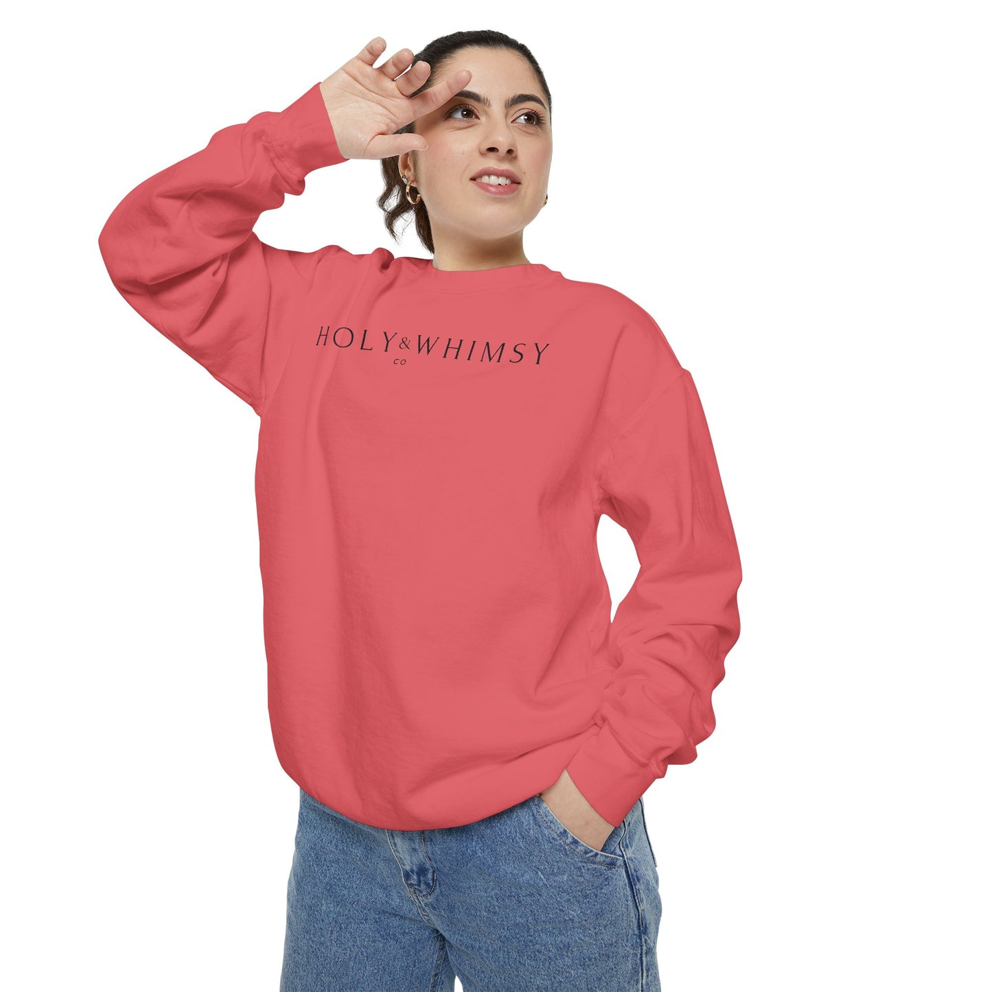 Unisex Garment-Dyed Sweatshirt - Holy Whimsy, Cozy Casual Wear, Perfect for Fall, Gift for Friends, Inspirational Fashion