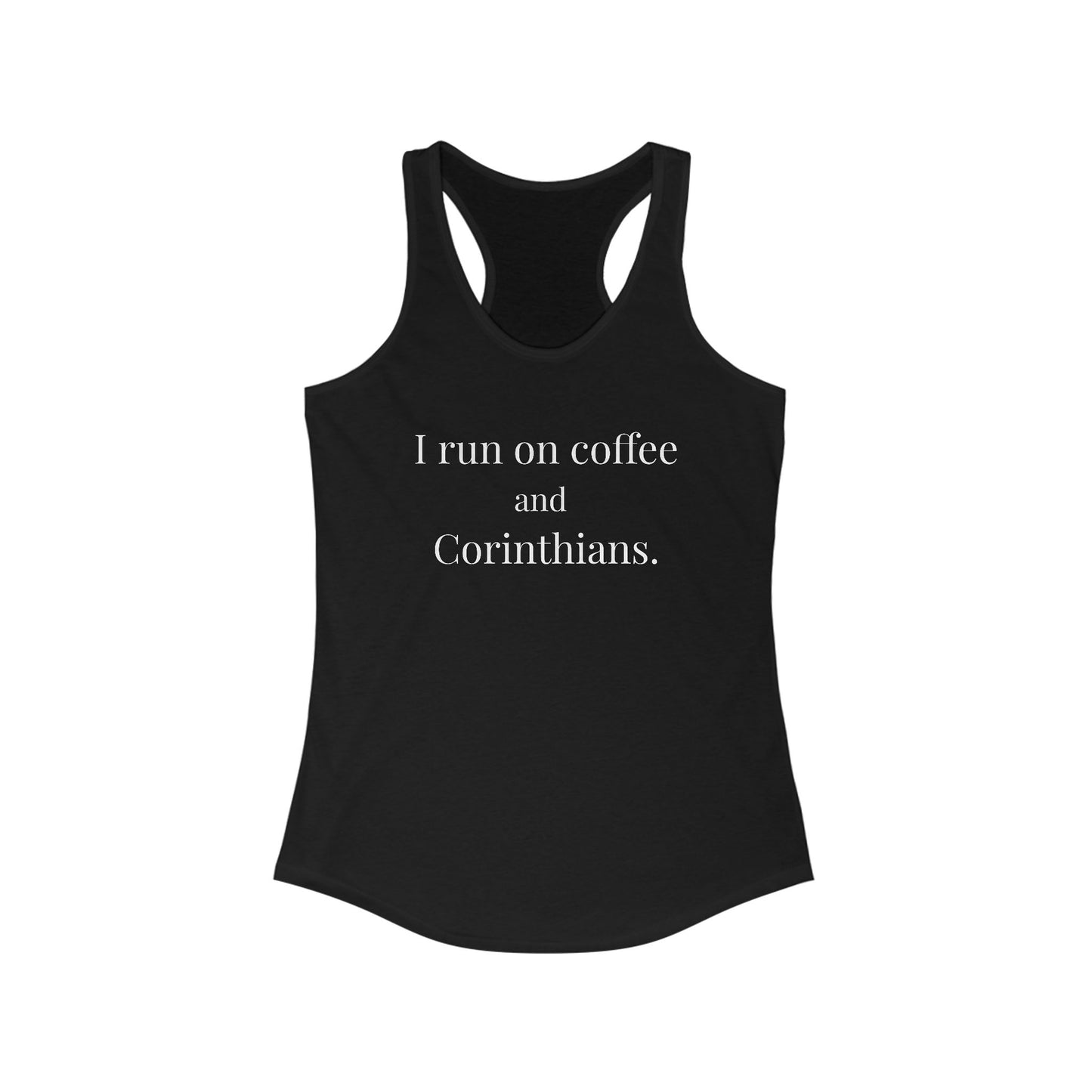 Coffee & Corinthians Racerback Tank Top for Women - Perfect for Gym, Yoga, Casual Wear, Gift for Coffee Lovers, Running Gear